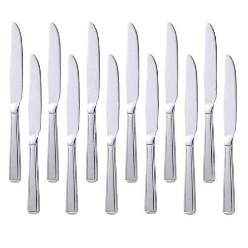 Image of Meisha Harley Pattern Dinner Knives, 18/0 Stainless Steel, Mirror Finish Design, Silver Cutlery Set, Ideal for Home & Restaurant (Pack of 12)