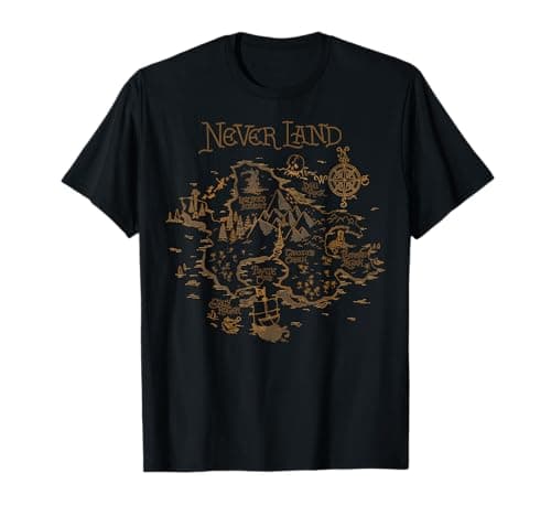 Image of Disney Peter Pan Never Land Map And Compass T-Shirt