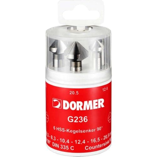 Image of Dormer G2364 6 Piece HSS Tialn Tri-Flat Straight Shank 90° Countersink Set