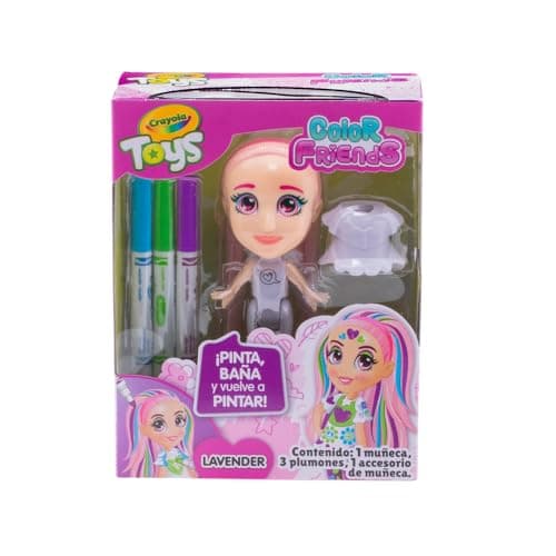 Image of CRAYOLA Colour 'n' Style Friends: Lavender | Colour & Style Your Own Doll, Again and Again! (Includes Magic Dry-Erase Pens) | Ideal For Kids Aged 3+