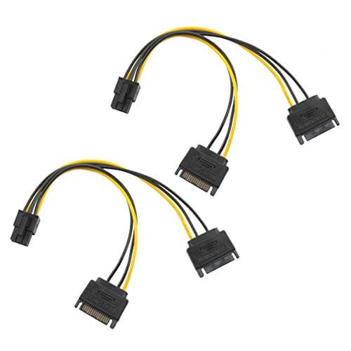 Image of baolongking 6 Pin PCIe to Dual SATA Power Cable /2X SATA to 6 Pin PCIe – 10cm (Pack of 2)
