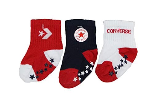 Image of Converse Infant Toddler Gripper Socks 3 Pack (Enamel Red(NC0011-R4U)/White, 12-24 Months)