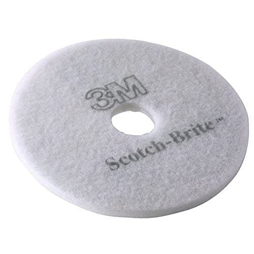 Image of Scotch-Brite Floor Pad, White, 432 mm | pack of 5 | for dry polishing and buffing | reusable and washable polishing pad resists clogging and loading