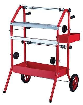 Image of Fast Mover Twin Masking Trolley/Machine Takes 2 x 450mm Paper Rolls Dispenser Paint Masking Features a Side Tray/Larger Storage Tray Underneath Dispenser Unit