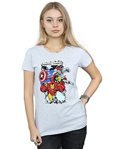 Image of Marvel Women's Comic Characters T-Shirt Large Heather Grey