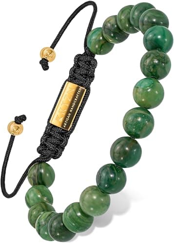 Image of RTZN® Jade Bracelet for Men – Premium Artisan Handcrafted Authentic Dark Green Jade Bracelet (Bali)