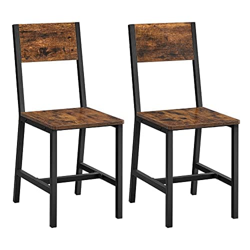 Image of VASAGLE Dining Chair Set of 2, Steel Frame, Industrial, for Dining Room, Living Room, Kitchen, Rustic Brown and Ink Black LDC092B01V1
