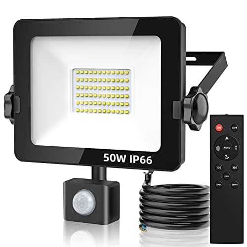 Image of Aomeya Motion Sensor Outdoor Security Light, 50W 4750 Lumen LED Floodlights with PIR Sensor, IP66 Waterproof Motion Sensor Outdoor Wall Light with Remote Control for Garden (1, 50W)