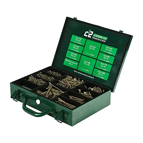 Image of TIMCO C2 Strong-Fix Premium Multi-Purpose Screws - Assorted Trade Case - Gold - Box of 1800