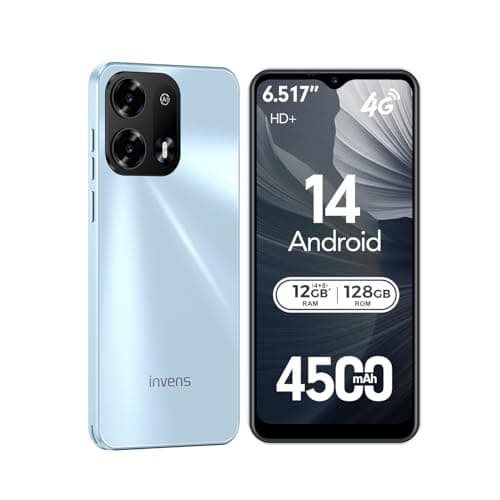 Image of invens NOTE TK02 Mobile Phones -16MP Camera Smartphone, 6.52" HD+ Display Android Phones, 4500mAh Battery, 12GB+128GB/258TB, 4G Dual SIM Free Mobile Phone, Face Recognition, 4G WiFi|BT4.2|OTG(Blue)