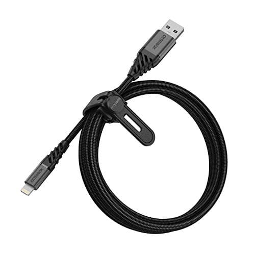 Image of OtterBox Premium Reinforced Braided USB-A to Lightning Cable, MFi Certified, Charging Cable for iPhone and iPad, Ultra-Rugged, Bend and Flex Tested, 2M, Black