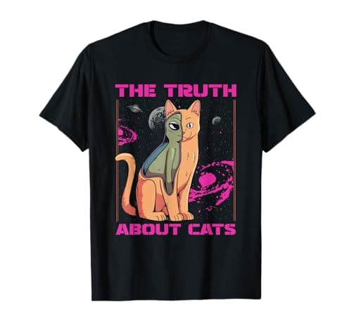 Image of Retro The Truth About Cats Feline - Ufo Vintage Alien Cat T-Shirt