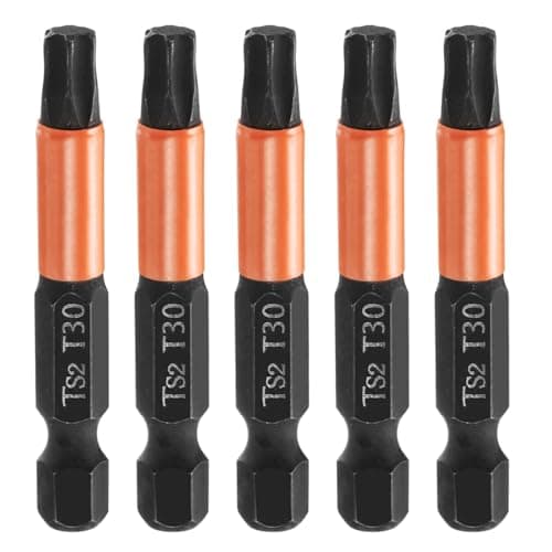 Image of sourcing map 5pcs T30 Torx Head Screwdriver Bit 2" (50mm) Long 1/4" Hex Shank Magnetic No Hole Tamper Proof 6 Point Star Screw Driver Drill Bits Phosphate S2 Steel Industrial Power Tools