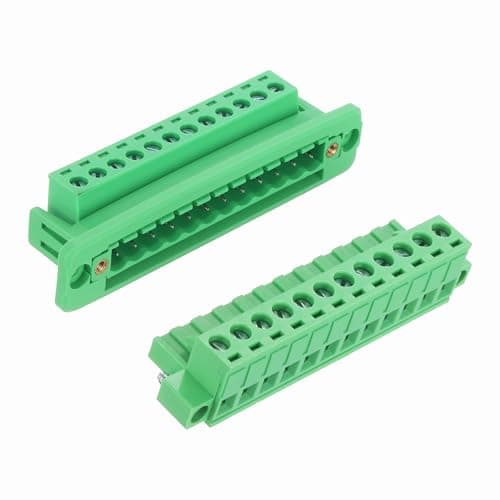 Image of sourcing map 12-Pin 5.08mm Pitch Pluggable Screw Terminal Block Connectors, PA66 300V 10A Through-Wall PCB Terminal with Panel Solderless Wiring Connectors 26-10AWG for Electronic