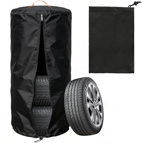 Image of ASSRECT Tyre Cover 4 Tyres, 420D Oxford Large Tire Storage Covers Waterproof, Universal Spare Wheel Cover with Carry Handles, Dustproof Stackable Tyre Bag for Car Truck RV Ø85cm x H120cm