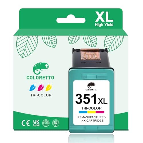 Image of COLORETTO 351XL colour for HP 351 XL for Photosmart C4580 Ink Cartridge Replacement C4480 C4280 C5280 D5360 DeskJet D4260 D4360 OfficeJet J5780 J5785 J6410 printer ink for hp photosmart c4280