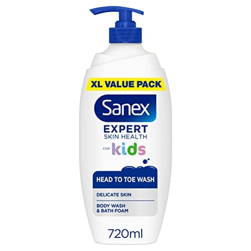 Image of Sanex Expert Skin Health Head to Toe Kids’ Body Wash 720ml - protects delicate skin - children’s shower gel - gently cleanses - 12h hydration - dermatologically tested - paediatrician approved