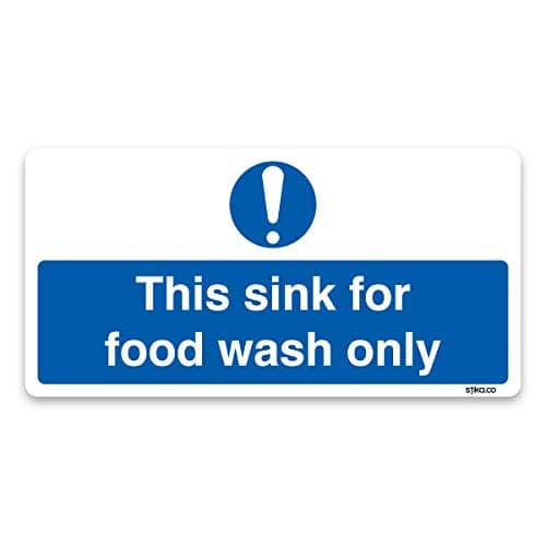Image of Pack of 2 Food Wash Only Sink Sign - 200 x 100mm - Self-Adhesive Vinyl Sticker for Kitchens - Hygiene & Safety Notice
