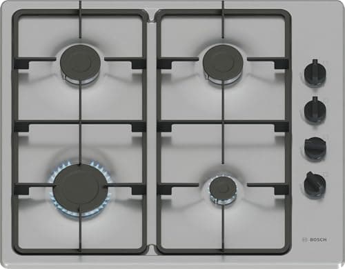 Image of Bosch, Series 2, PBP6B5K60, 60cm Gas Hob with 4 burners, 2 Cast iron finish supports, new standard sword dials, Side control