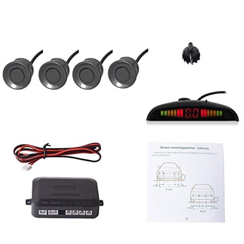 Image of Cocar Auto Reverse Parking Sensor Kit with 4 Black Rear Parking Sensors, LED Display & Beep Warning - Universal Reversing Sensor Kit for Cars & Vans, Easy Installation, Weatherproof Design