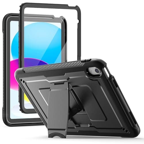 Image of SEYMAC Case for iPad A16 11th Generation 11 inch 2025/ 10th Generation 10.9 inch 2022, Shockproof Protective for iPad 11 Cover with Built-in Stand and Screen Protector, Black