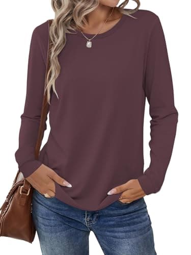 Image of Cuptacc Long Sleeve Tops Women UK Casual Plain Without Hood 2025 Stylish Layering Sweatshirt Loose Basic Lounge Crew Neck Ladies Tunic Pastel Purple L