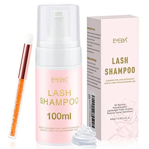 Image of 100ML Eyelash Extension Shampoo with Brush Lash Shampoo Eyelash Foaming Cleanser Mousse Wash for Extensions and Cluster Lashes Paraben & Oil Free Salon Home Use