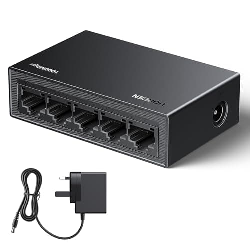 Image of UGREEN Network Switch,5 Port Ethernet Splitter,High-speed Gigabit Ethernet Switch Hub,Desktop & Wall-Mounting Internet Splitter,Plug & Play LAN Switch for TV/Laptop/Switch/Router/Monitor
