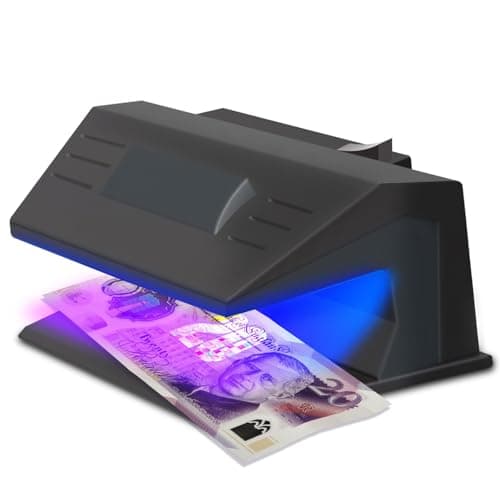 Image of Counterfeit Money Detector Note Checker UV Light Ultraviolet Money Checker Machine - UK Plug Detect Fake Prop Notes Authenticity Check Fluorescent Mark Tracer Reflector