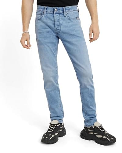 Image of G-Star Men's 3301 Slim Jeans, Blue (lt indigo aged 51001-8968-8436), 34W / 32L