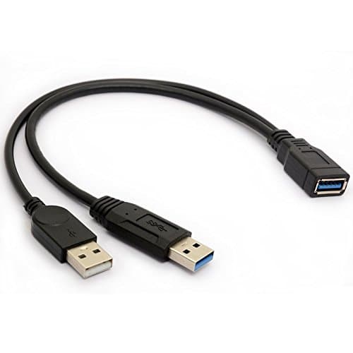 Image of HUHANGGod USB 3.0 Cable Dual Power Cables Y Adapter Type A Lead Male to Female Extension Code 30cm