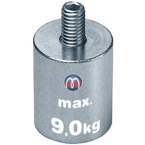 Image of Magnosphere Deep pot holding magnet NdFeB Ø 6mm - Ø 63mm | threaded neck | tappet, Sizes:Ø 16 | M4x10 | 9kg force