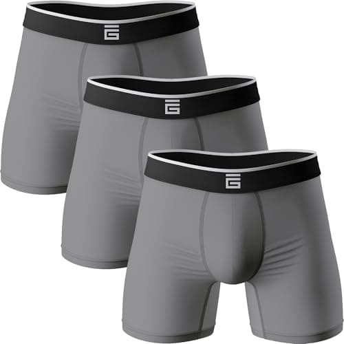 Image of Giovici Mens Boxers Bamboo Anti Chafing Soft Comfortable Boxer Briefs Longer Leg - Boxer Shorts Multipack - Moisture Wicking Technology (XL, Grey, 3pk)
