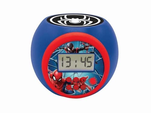 Image of LEXIBOOK - Marvel Spider-Man Projector Alarm Clock with snooze function and alarm function, Night light with timer, LCD screen, battery operated, Blue/Red, RL977SPLXB