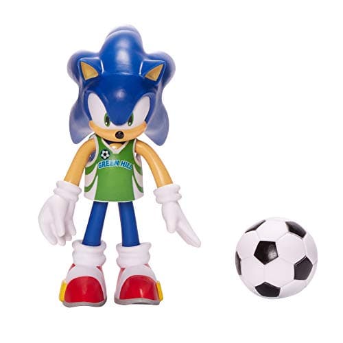 Image of Sonic The Hedgehog 4-Inch Sonic Collectible Toy Action Figure with Soccer Ball