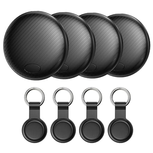 Image of Android Air Tracker Tag 4 Pack, Smart Tag Bluetooth Key Finder Work with Google Find My (Android Only), Item Locator for Luggage, Bags, Pets, Wallet, Replaceable Battery, Black
