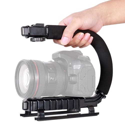 Image of DSLR Stabilizer, Handheld Video Action Stabilizing Handle Grip U Shape, 3 Hot Shoe, Professional Vlogging for Smart Phones, DSLR Mirrorless, & Video Camera, Camcorder