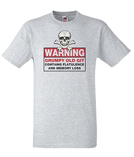 Image of Go T-Shirts Mens Warning Grumpy Old Git Funny Old Age Pensioner Joke Grey Unisex T-Shirt [3XL]