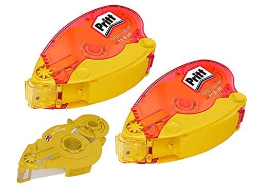 Image of Pritt 9HZRRNHP1X Adhesive Roller Refill, Non-Permanent, for Removable Adhesive, Tape Length 16 m, Tape Width 8.4 mm, Economy Set with 2 Refillable Rollers and 1 Refill