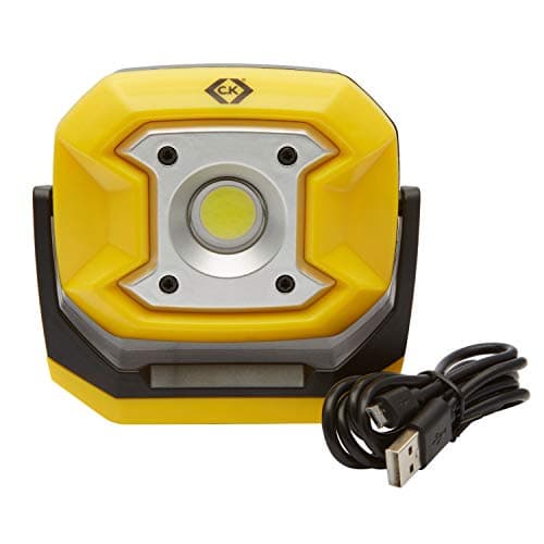 Image of C.K 10W Rechargeable LED Site Light, High Power COB LED, 700 Lumens, 2 Lighting Modes: High, Dimmed, Magnetic Base, Yellow, Black