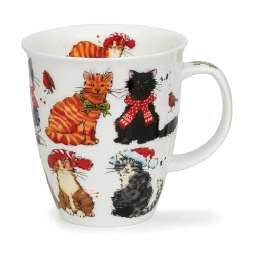 Image of Dunoon Nevis 0.48L Fine Bone China Festive Mug Festive Cats