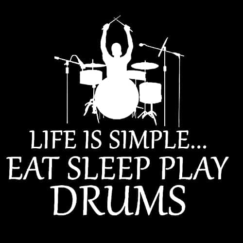 Image of SCSHY Car Sticker 16.1Cm*14.5Cm Life Is Simple Drummer Decal Drumming Eat Sleep Vinyl Black/Silver Car Sticker