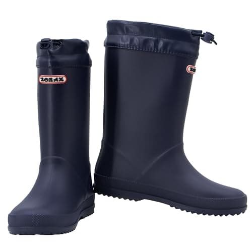Image of Zorax - UK13 Child - EU31 - Navy Blue Unisex Kids Wellies with Adjustable Toggle Drawstring Wellington Boots