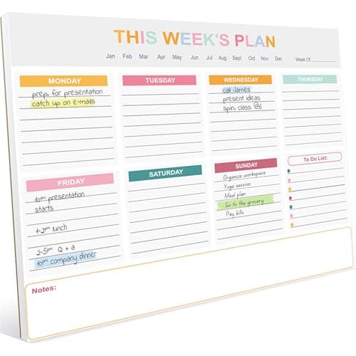 Image of Weekly Planner Pad, A4 Weekly To Do List Notepad Organiser, 52 Undated Tear-Off Sheets Planning Pad with Daily Schedule Task Notes Scheduler for Home Business Office, 120gsm Paper