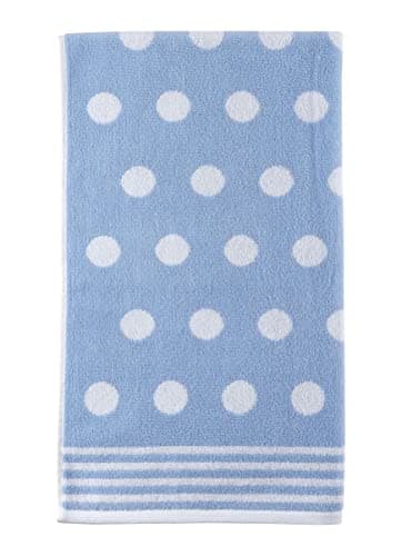 Image of La Maison Jacquard Circles Polka Dots 100% Cotton 500GSM Luxury Hand Towel Bath Towel Super Soft Highly Absorbent Everyday Use (50cm x 80cm Hand Towel, Blue)