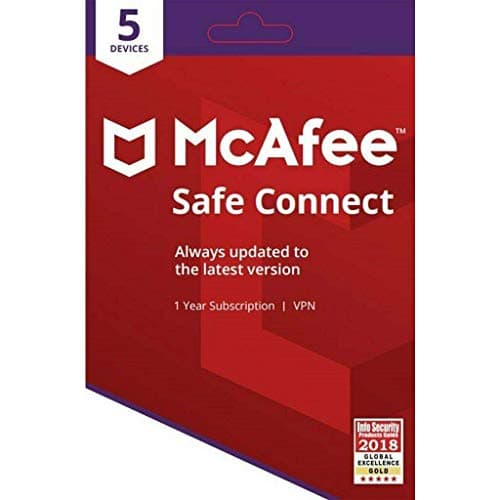 Image of McAfee Safe Connect Premium VPN PC & Mobile Security | 5 Devices | 1 Year
