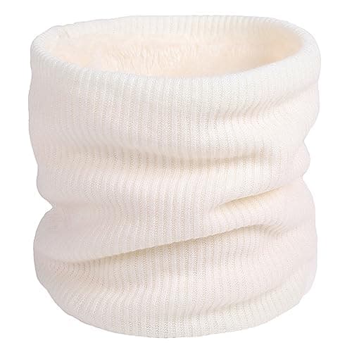 Image of I Kua Fly Thermal Snoods for Men Women Fleece Neck Warmer Unisex Thick Knitted Circle Scarf Winter Warm Neck Gaiter Face Covering for Cycling Running Skiing Sports (White)