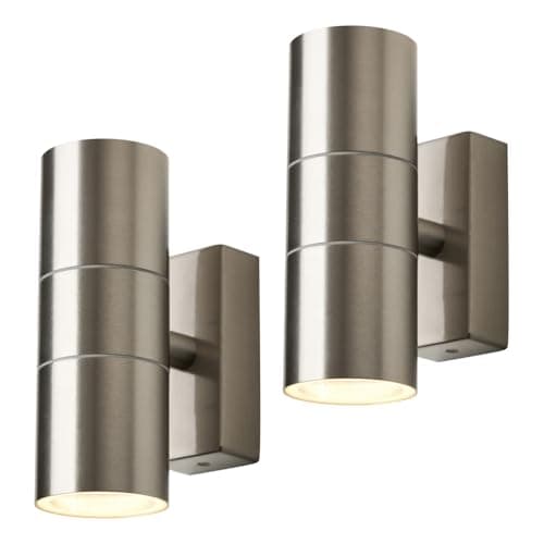 Image of LITECRAFT Kenn Up & Down IP65 Rated Outdoor Wall Light - (Stainless Steel, Pack of 2)