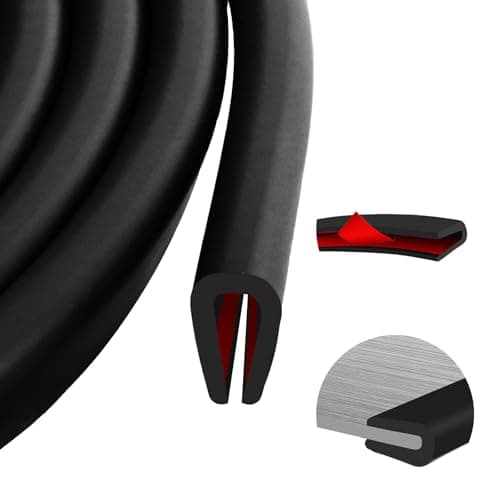 Image of Rubber Edging Trim Self Adhesive U Shaped Rubber Sealing Strip Black Car Door Edge Protector Strip for Door Trim, Windows, Metal Panels, Glass Panels (3m, 2.4mm)