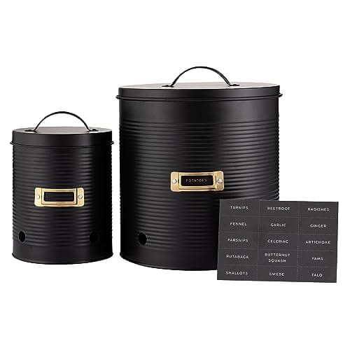 Image of Typhoon Otto Black Set Of 2 Root Vegetable Storage